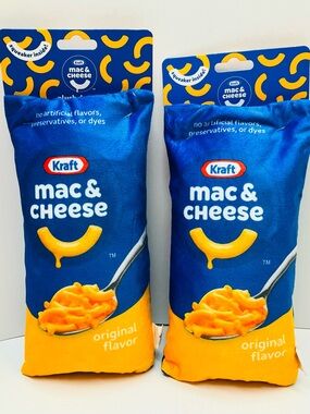NWT 2pc Set Kraft Mac & Cheese Crinkle & Squeak Large Fabric Dog Toy